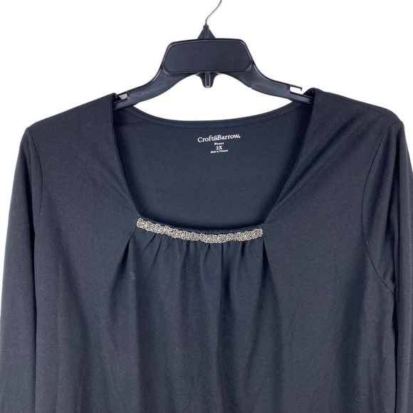 NWT Croft & Barrow Top Blouse Black Women’s Plus Size 2X Pullover NEW - Picture 4 of 8